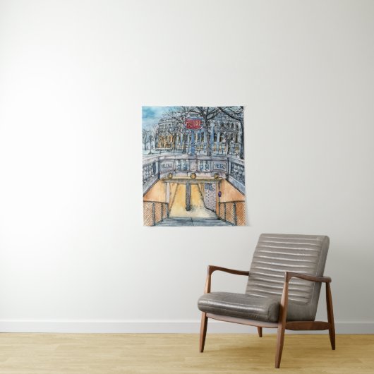 Bestemmingen | Waterverf  metro-ingang Wandkleed (In situ)