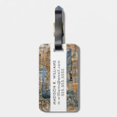 Bestemmingen | Waterverf New York City Uitzicht Bagagelabel (Achterkant verticaal)