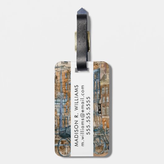 Bestemmingen | Waterverf New York City Uitzicht Bagagelabel (Achterkant verticaal)