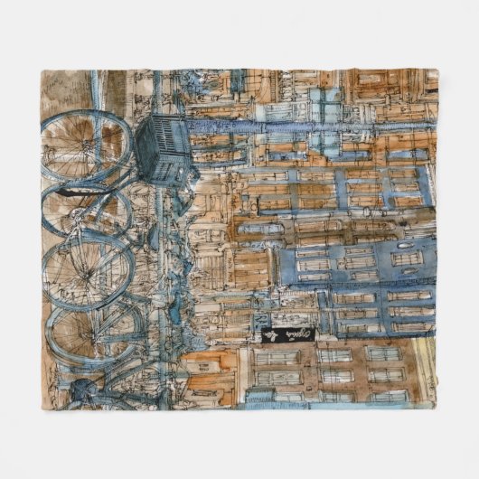 Bestemmingen | Waterverf New York City Uitzicht Fleece Deken (Voorkant (Horizontaal))