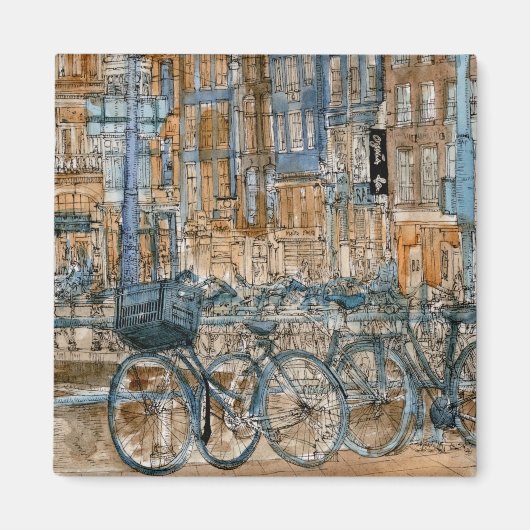 Bestemmingen | Waterverf New York City Uitzicht Magneet (Voorkant)