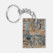 Bestemmingen | Waterverf New York City Uitzicht Sleutelhanger (Voorkant Links)