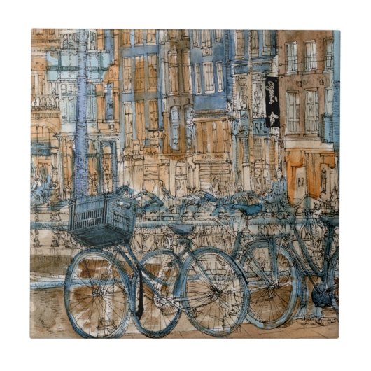 Bestemmingen | Waterverf New York City Uitzicht Tegeltje (Voorkant)