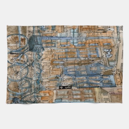 Bestemmingen | Waterverf New York City Uitzicht Theedoek (Horizontaal)