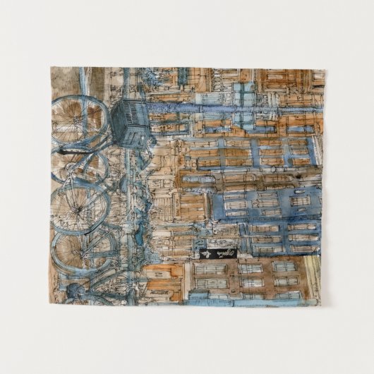 Bestemmingen | Waterverf New York City Uitzicht Wandkleed (Voorkant (horizontaal))