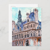 Bestemmingen | Waterverf Rustic Hotel de Ville Briefkaart (Voorkant / Achterkant)