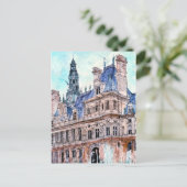 Bestemmingen | Waterverf Rustic Hotel de Ville Briefkaart (Staand voorkant)