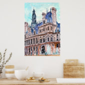 Bestemmingen | Waterverf Rustic Hotel de Ville Poster (Keuken)