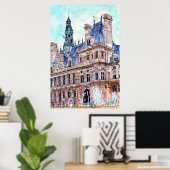 Bestemmingen | Waterverf Rustic Hotel de Ville Poster (Thuiskantoor)