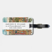 Bestemmingen | Waterverf strand en gebouwen Bagagelabel (Achterkant horizontaal)