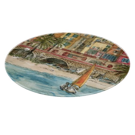 Bestemmingen | Waterverf strand en gebouwen Snijplank (Hoek)