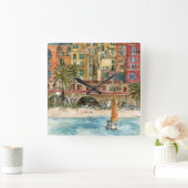 Bestemmingen | Waterverf strand en gebouwen Vierkante Klok (Huis)