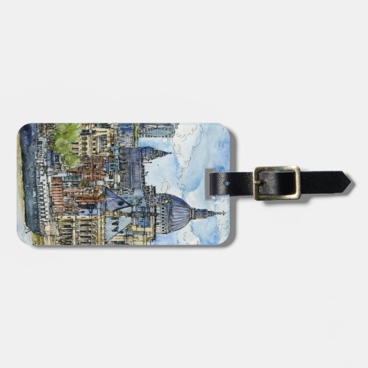 Bestemmingen | Waterverf Thames Waterfront Bagagelabel (Voorkant horizontaal)
