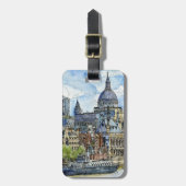 Bestemmingen | Waterverf Thames Waterfront Bagagelabel (Voorkant verticaal)