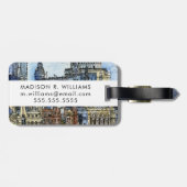 Bestemmingen | Waterverf Thames Waterfront Bagagelabel (Achterkant horizontaal)