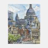 Bestemmingen | Waterverf Thames Waterfront Fleece Deken (Voorkant)