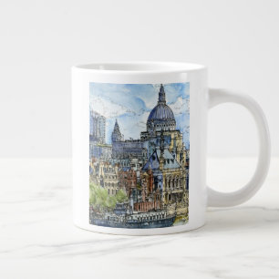 Bestemmingen Waterverf Thames Waterfront Grote Koffiekop