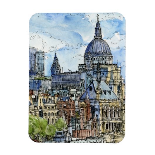 Bestemmingen | Waterverf Thames Waterfront Magneet (Verticaal)