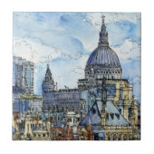 Bestemmingen | Waterverf Thames Waterfront Tegeltje (Voorkant)