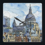 Bestemmingen | Waterverf Thames Waterfront Vierkante Klok<br><div class="desc">Ontdek het prachtige kunstwerk van de getalenteerde Melissa Wang. Haar werk is zeer visueel en levendig. Je kunt jezelf in het bedankt van de stad afbeeldingen voor haar transparantie. De bouwstructuur is gotisch, roman en modern en kan overal zijn. We denken dat Melissa dat wil dat we verloren gaan in...</div>