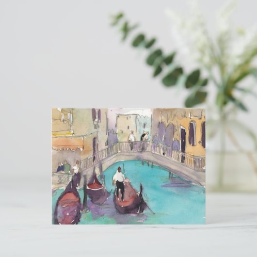Bestemmingen | Waterverf Venice Gondola Ride Briefkaart (Staand voorkant)