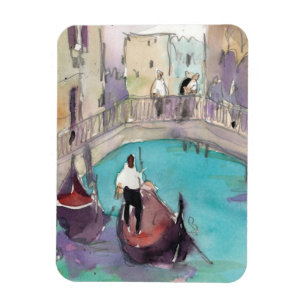 Bestemmingen   Waterverf Venice Gondola Ride Magneet
