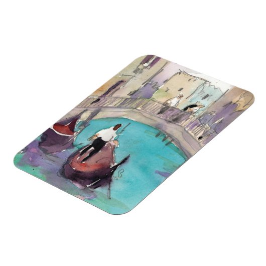 Bestemmingen | Waterverf Venice Gondola Ride Magneet (Linkerzijde)