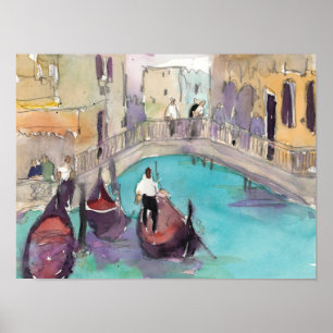 Bestemmingen   Waterverf Venice Gondola Ride Poster