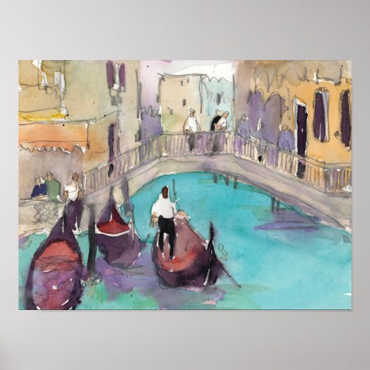 Bestemmingen | Waterverf Venice Gondola Ride Poster (Voorkant)