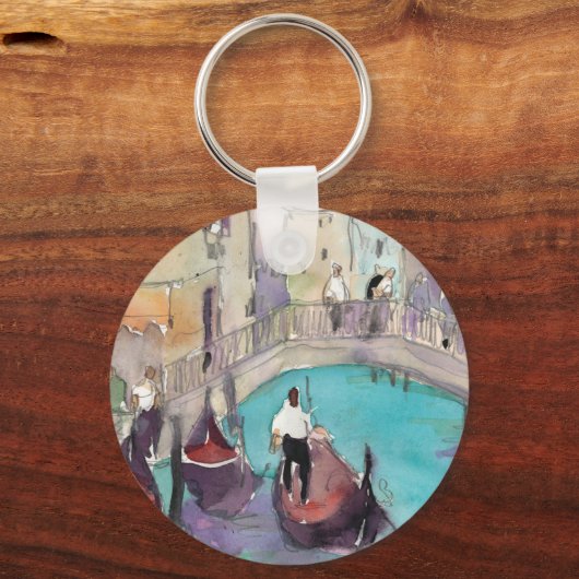 Bestemmingen | Waterverf Venice Gondola Ride Sleutelhanger (Voorkant)
