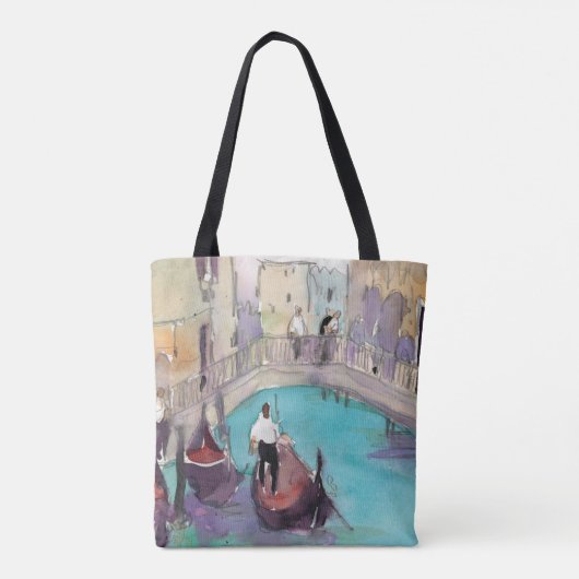 Bestemmingen | Waterverf Venice Gondola Ride Tote Bag (Achterkant)