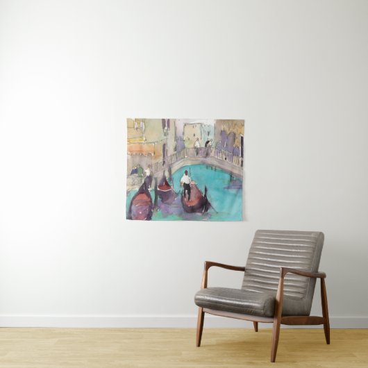 Bestemmingen | Waterverf Venice Gondola Ride Wandkleed (In Situ (horizontaal))