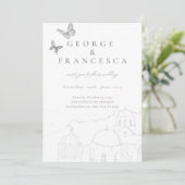 bestemmings bruiloft nodigt uit kaart (Staand voorkant)