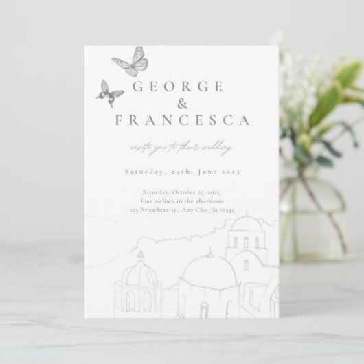 bestemmings bruiloft nodigt uit kaart (Staand voorkant)