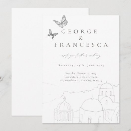 bestemmings bruiloft nodigt uit kaart (Voorkant / Achterkant)