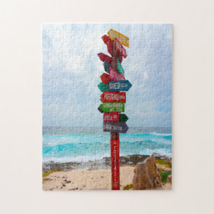 Bestemmingsbord Cozumel Beach Mexico. Legpuzzel