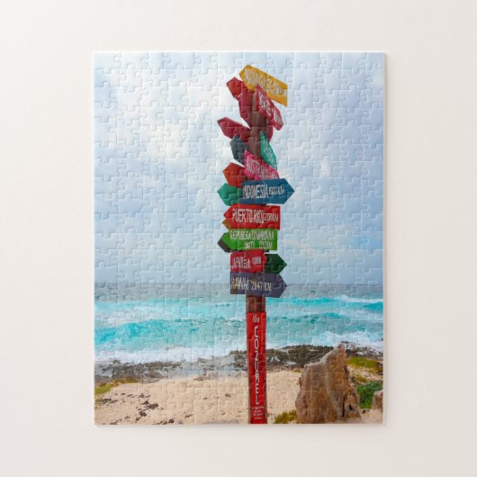 Bestemmingsbord Cozumel Beach Mexico. Legpuzzel (Verticaal)