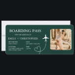 Bestemmingsbruiloft Instapkaart Vliegticket<br><div class="desc">Maak uw aankondigingen voor een huwelijksfeest op een bestemming onvergetelijk met onze betoverende Uitnodigingen om de datum te reserveren in de vorm van een instapkaart. Met zorgvuldige aandacht voor detail zijn deze unieke uitnodigingen gemaakt om de essentie van avontuur en romantiek vast te leggen.</div>