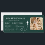 Bestemmingsbruiloft Instapkaart Vliegticket<br><div class="desc">Maak uw aankondigingen voor een huwelijksfeest op een bestemming onvergetelijk met onze betoverende Uitnodigingen om de datum te reserveren in de vorm van een instapkaart. Met zorgvuldige aandacht voor detail zijn deze unieke uitnodigingen gemaakt om de essentie van avontuur en romantiek vast te leggen.</div>