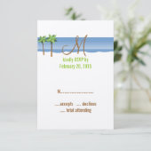 Bestemmingshuwelijk RSVP Kaarten Monogram Palmboom (Staand voorkant)