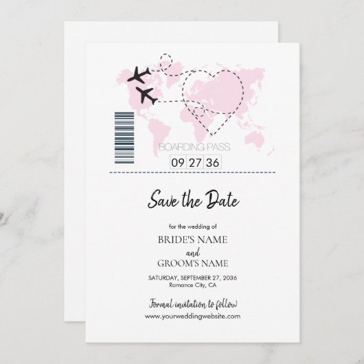 Bestemmingsinstortingsweddenschap opslaan datum save the date (Voorkant / Achterkant)