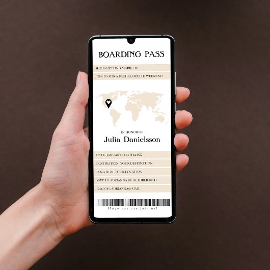 Bestemmingskaart Boarding Pass Bachelorette Weeken Kaart
