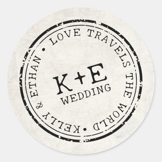 Bestemmingskaart Boho Wedding Ronde Sticker (Voorkant)