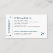 Bestemmingspaneel reisagent instapkaart visitekaartje (Achterkant)