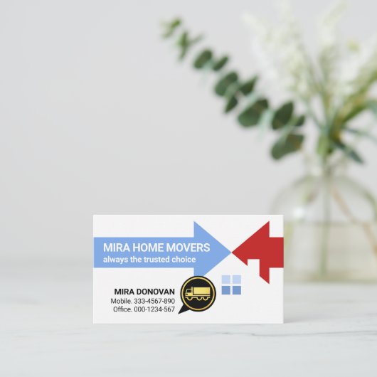 Bestemmingspijlen voor vervoer naar huis verplaats visitekaartje (Staand voorkant)