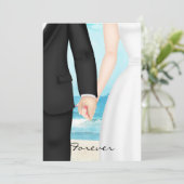 Bestemmingsstrand bruiloft met bride en bruom kaart (Staand voorkant)