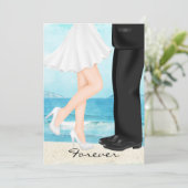 Bestemmingsstrand bruiloft met bride en bruom kaart (Staand voorkant)