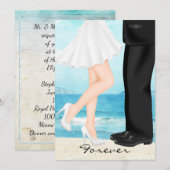 Bestemmingsstrand bruiloft met bride en bruom kaart (Voorkant / Achterkant)