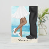 Bestemmingsstrand bruiloft met bride en bruom kaart (Staand voorkant)