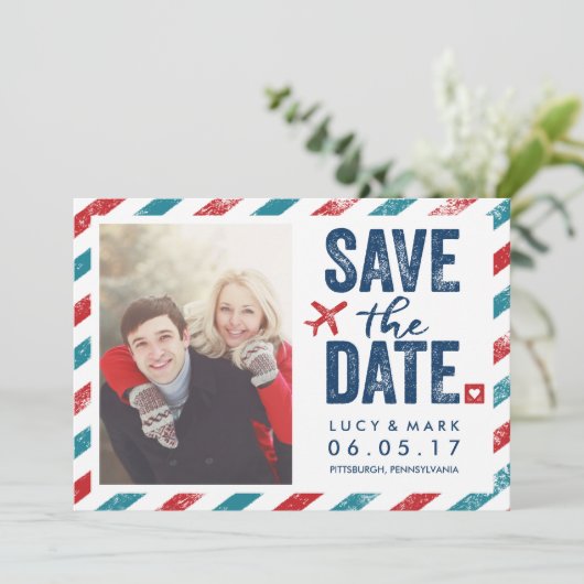 Bestemmingsthema bruiloft | Datum opslaan Save The Date (Staand voorkant)